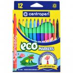 Фломастеры Centropen "ECO Markers", 12цв., трехгранные, смываемые, блистер