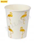 Бумажные стаканы с золотым тиснением Фламинго, 250 мл, 6 шт, еврослот СП-5196