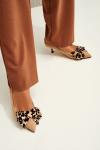 Туфли из мягкой натуральной замши с леопардовым бантом и каблуком "kitten heel" Lera Nena