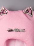 Шапка-шлем для девочки с ушками, украшение из страз, светло-розовый