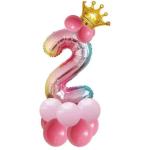 Шар фольгированный 81 см “Цифра 7” с набором шаров (розовый перелив)