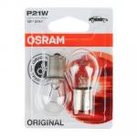 Автолампа галогеновая OSRAM P21W, 12V, 21W, BA15, блистер, 2 шт.