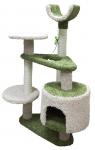 Комплекс для кошек многоуровневый с треугольными площадками,ковролин высоковорсный (1030*620*1300мм) зеленый