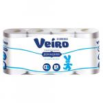 Туалетная бумага Veiro 2-х слойная, домашняя, белая, 8 шт.