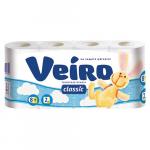 Туалетная бумага Veiro 2х-слойная, Classic, белая, 8 шт