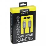 FORZA Кабель HDMI, 4K, 3 м, позолоч. контакты, оплётка ПВХ