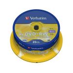 Диск DVD+RW VERBATIM 4700 Мб 4х упор, 25 шт/уп туба: DVD+RW/V4C штр.: 0023942434894