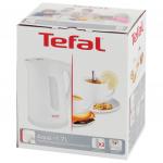 Чайник TEFAL KO270130, 1,7л, 2400Вт, закрытый нагревательный элемент, пластик, белый/серый