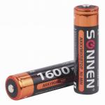 Батарейки аккумуляторные SONNEN, АА (HR06), Ni-Mh, 1600mAh, 2 шт, в блистере, 454233