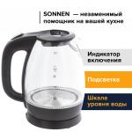 Чайник SONNEN KT-1786, 1,7л, 2200Вт, закрытый нагревательный элемент, стекло, 453422