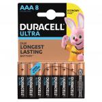 Батарейки КОМПЛЕКТ 8шт, DURACELL Ultra, AAA(LR03,24А),алкалиновые,мизинчиковые,блистер(ш/к 3488)