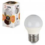 Лампа светодиодная ЭРА, 7(60)Вт, цоколь E27,шар, тепл. бел., 30000ч, LED smdP45-7w-827-E27