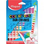 Фломастеры двусторонние MAPED (Франция) "Color'Peps Duo", 10 шт., 20 цв., 4,7 мм, смываемые, 847010