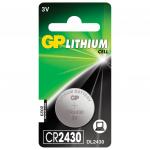 Батарейка GP Lithium, CR2430, литиевая, 1 шт, блистер, CR2430-8C1