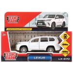 Машина металл LEXUS LX-570 длина 12 см, двери, багаж, инерц, белый, кор. Технопарк в кор.2*36 шт