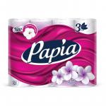 Бумага туалетная Papia "Балийский Цветок", 3-слойная, 12 шт., ароматизир., фиолет. тиснение, белая