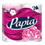 Бумага туалетная Papia "Secret Garden", 3х-слойн., 4шт., ароматизир., розов. тиснение, белый