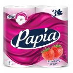 Бумага туалетная Papia "Strawberry Dream", 3х-слойн., 4шт., ароматизир., розов. тиснение, белый