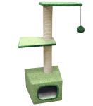 Дом для кошек, две площадки-трапеции, велюр ковровый (620х360х980) зеленый