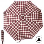 Зонт женский TR-3501N,  R=56см,  полуавт;  8спиц-сталь+fiber;  3слож;  полиэстер,  (горох)  серый/бордо 239750