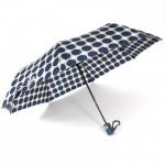 Зонт женский TR-3501N,  R=56см,  полуавт;  8спиц-сталь+fiber;  3слож;  полиэстер,  (горох)  серый/синий 239747