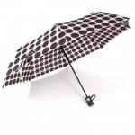 Зонт женский TR-3501N,  R=56см,  полуавт;  8спиц-сталь+fiber;  3слож;  полиэстер,  (горох)  серый/фиолет 239749