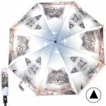Зонт женский TR-3024,  R=56см,  полуавт;  8спиц-сталь+fiber;  3слож;  полиэстер,   (кошки)  серый 239782