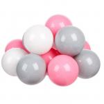 Шарики для сухого бассейна с рисунком, диаметр шара 7,5 см, набор 30 штук, цвет розовый, белый, серый