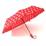 Зонт женский RST-3671А,  R=54см,  полуавт;  8 спиц-сталь+fiber,  3слож,  полиэстер,   (горох)  красный 239761