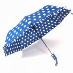 Зонт женский RST-3671А,  R=54см,  полуавт;  8 спиц-сталь+fiber,  3слож,  полиэстер,   (горох)  синий 239762