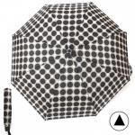 Зонт женский TR-3501N,  R=56см,  полуавт;  8спиц-сталь+fiber;  3слож;  полиэстер,  (горох)  серый/ черный 239746