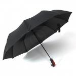 Зонт муж TR-35087,  R=56,  полуавт;  8спиц-сталь+fiber;  3слож;  полиэстер,  черный 239780