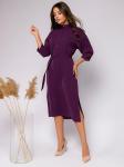 *Платье-рубашка фиолетового цвета длины миди с отложным воротником и поясом