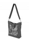Сумка БРЕНДА GREY кожа флотер асфальт/велюр змея