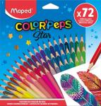 COLOR'PEPS STAR Карандаши цветные из американской липы, треугольные, ударопрочный грифель, в картонном футляре, 72 цвета, в картонной коробке
