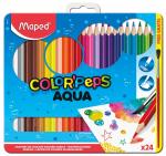 COLOR'PEPS AQUA Акварельные карандаши для рисования подарочные, 24 цвета, кисть в комплекте, в металлической коробке