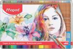 ARTIST Акварельные карандаши с кисточкой в комплекте, 48 цветов, в металлическом футляре