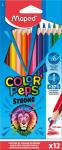 COLOR'PEPS STRONG Цветные карандаши повышенной прочности, пластиковые, 12 цветов, в картонной коробке с подвесом