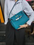 - Кожаная женская сумка-портфель, цвет бирюзово-зеленый