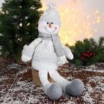 Мягкая игрушка "Снеговик в шапочке с кружочками-длинные ножки" 15х45 см, серебро 5036082