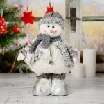Мягкая игрушка "Снеговик с шарфом" 19*55 см (в сложенном виде 37 см) серый 4316891