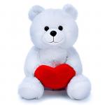 Мягкая игрушка «Медведь Вельвет» с валентинкой, 30 см, цвет белый
