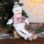 Мягкая игрушка "Снеговик в розовых пайетках-длинные ножки" 11х37 см 5036074