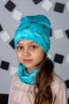 Комплект "Розы-Бирюза" (шапка + снуд)
