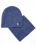 Комплект "Брошь-Синий" (шапка + снуд)