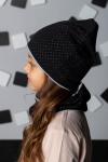 Комплект "Капельки Черный" (шапка+снуд)