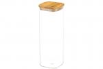Банка д/хранения 2 л 10*10*28,5 см "Crystal glass" + бамбук.крыш. с силикон. проклад, стекло