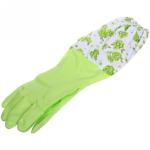 Перчатки пвх Садовник зеленые 45 см с флисовой подкладкой и удлиненными рукавами ДоброСад