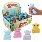 1TOY Жмяка мишка в розах со светом, 8*6 см, 4 цвета, цветной пакет с подвесом, 12 шт.