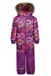 Зимний комбинезон для девочки с лямками, TONY 907 Фиолетовый (яблочки)